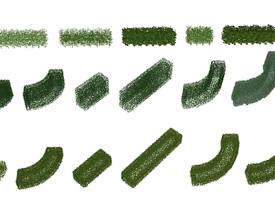 Various Shaped Landscaping Shrubs With Straight Curved And Diverse Designs For Garden Projects 3d model