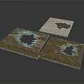 Damaged Wooden Floor Panels With Holes And Decorative Floor Tile Sample