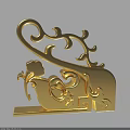 Golden Decorative Ornament With Intricate Traditional Patterns And Curved Design