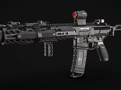 Modern Tactical Rifle Equipped With Red Dot Sight Ergonomic Grip And Handguard 3d model