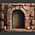 Detailed Decorative Reddish Brown Stone Circular Structure With Arched Doors And Miniature Design