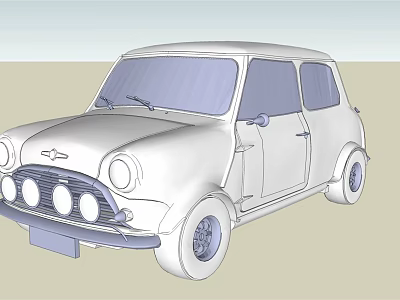 Vintage White Small Car With Classic Rounded Design And Two Door Body Structure 3d model
