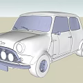 Vintage White Small Car With Classic Rounded Design And Two Door Body Structure