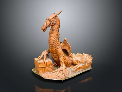Game Movie Character Mythical Dragon Detailed Sculpture With Scales And Sitting Pose 3d model