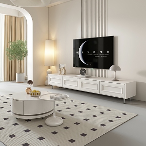 Cream wind coffee table TV cabinet 3d model