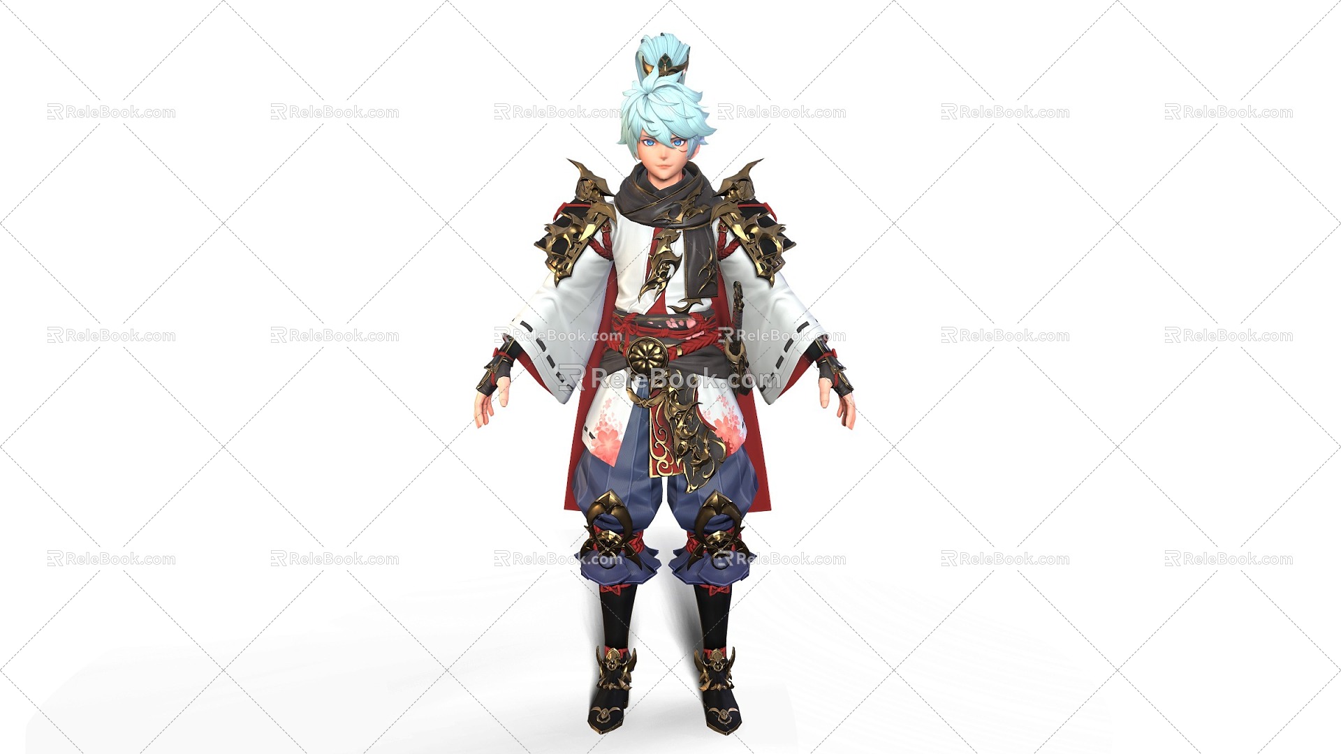 Second-dimensional era blue-haired revolution Japanese and Korean male 3d model