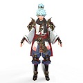 Second-dimensional era blue-haired revolution Japanese and Korean male 3d model