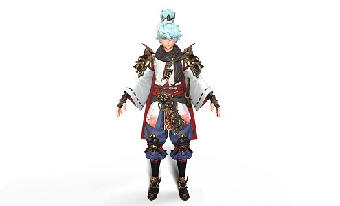 Second-dimensional era blue-haired revolution Japanese and Korean male 3d model