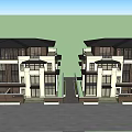 Modern Semi Detached Villa Exterior With Symmetrical Design And Large Windows