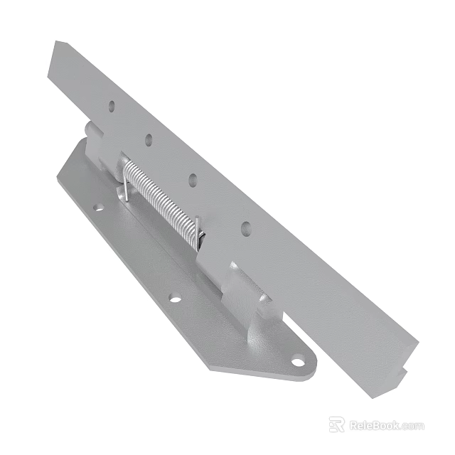 Stainless Steel Spring Hinge With Mounting Holes For Mechanical Hardware Use 3d model 