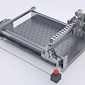 Industrial Equipment Featuring Metal Frame Perforated Plate Red Button And Mechanical Components