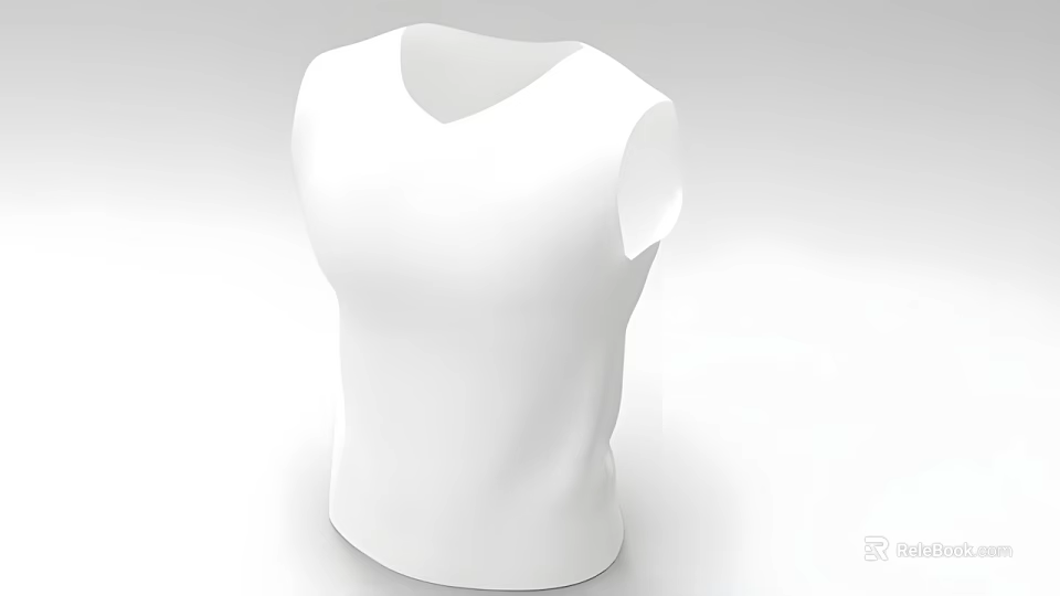 White Sleeveless Top With V Neckline And Fitted Silhouette Design 3d model 