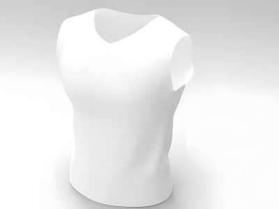 White Sleeveless Top With V Neckline And Fitted Silhouette Design 3d model