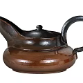 Brown Traditional Glazed Ceramic Teapot With Curved Spout And Handle For Kitchen Use