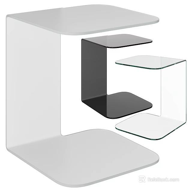 Modern Minimalist Side Table With Multi Tier Glass Top And Different Colors 3d model