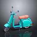 Cartoon Style Turquoise Scooter With Brown Seat Rearview Mirrors And Wheels