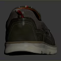 Slip On Dark Green Leather Casual Shoes With Red Interior And White Sole Stitching Design