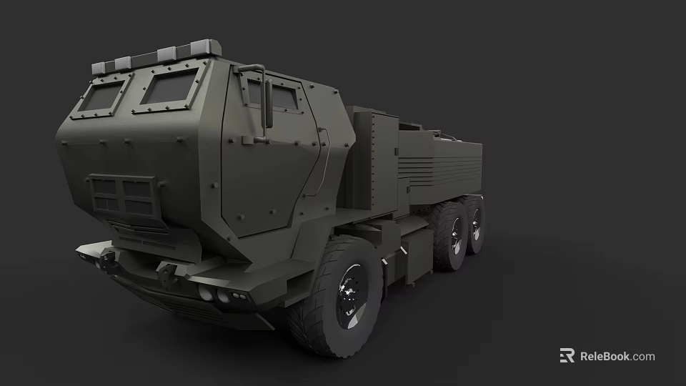 Military Armored Wheeled Tank 3D Model With Olive Green Heavy Duty Structure 3d model 