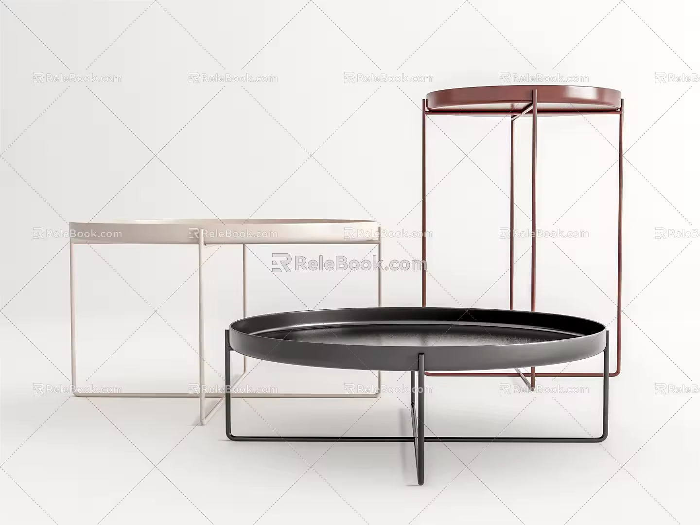 Modern coffee table coffee table side table combination 3d model