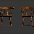 Wooden Single Chair with Spindle Back and Turned Legs in Brown Traditional Design