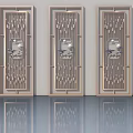 Modern Casement Doors With Light Frame And Decorative Glass Panels