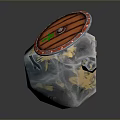 Unique Weapon Design With Wooden Top Red Rim Transparent Body And Green Emblem