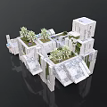 Modern Geometric Building Design With Stacked White Cubes And Greenery Terraces