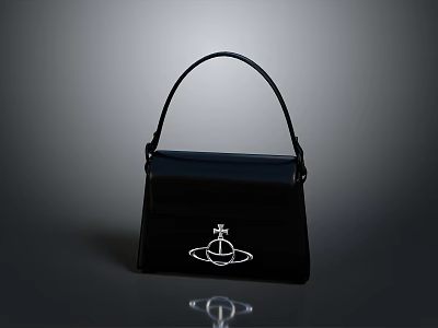 Stylish Black Handbag With Saturn Logo Classic Daily Living Accessory 3d model