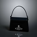 Stylish Black Handbag With Saturn Logo Classic Daily Living Accessory