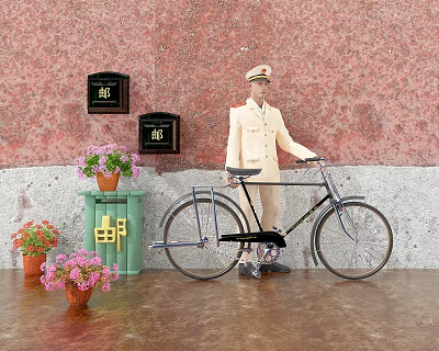 Modern Meichen Vintage Postman Decorative Ornament Combination 3d model