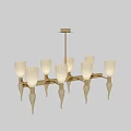 Modern Elegant Chandelier With Textured White Glass Shades And Golden Metal Frame