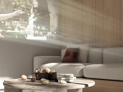 Decorative Ornament Combination in Living Room with Sofa Coffee Table and Warm Light 3d model