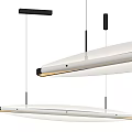 Modern White Elongated Chandeliers With Metallic Accents And Soft Suspended Lighting