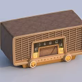 Vintage Brown Radio Speaker Featuring Retro Dial And Gold Knobs Classic Design 3d model