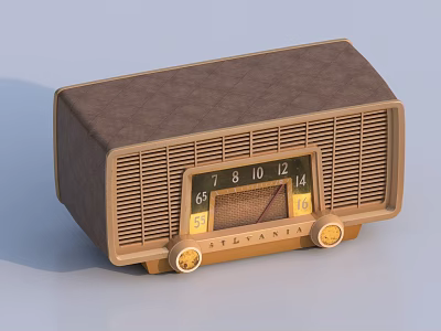 Vintage Brown Radio Speaker Featuring Retro Dial And Gold Knobs Classic Design 3d model