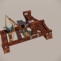 Ancient Wooden Medieval Weapon With Mechanical Rope And Metal Fittings Structure