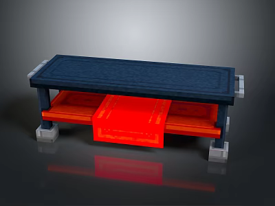 Modern Furniture Table With Blue Tabletop Red Drawers And Gray Legs 3d model