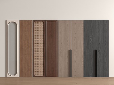 Minimalist Wood Finish Wardrobe 3d model