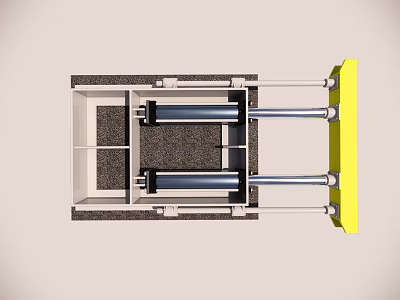 Industrial Equipment With Metal Frame Hydraulic System And Yellow Components 3d model