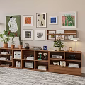 Cozy Bean Bag Chair in Modern Living Room with Bookshelf Plants and Wall Art