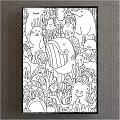 Cute Cartoon Animals And Plants Black White Line Art Illustration Design