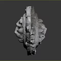 Plant Themed Stone Carving With Leaf Motifs Lion Head And Grey Background Reflection