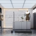 Modern Clothing Store Interior with Mannequins Displaying Clothes and Bright Lighting