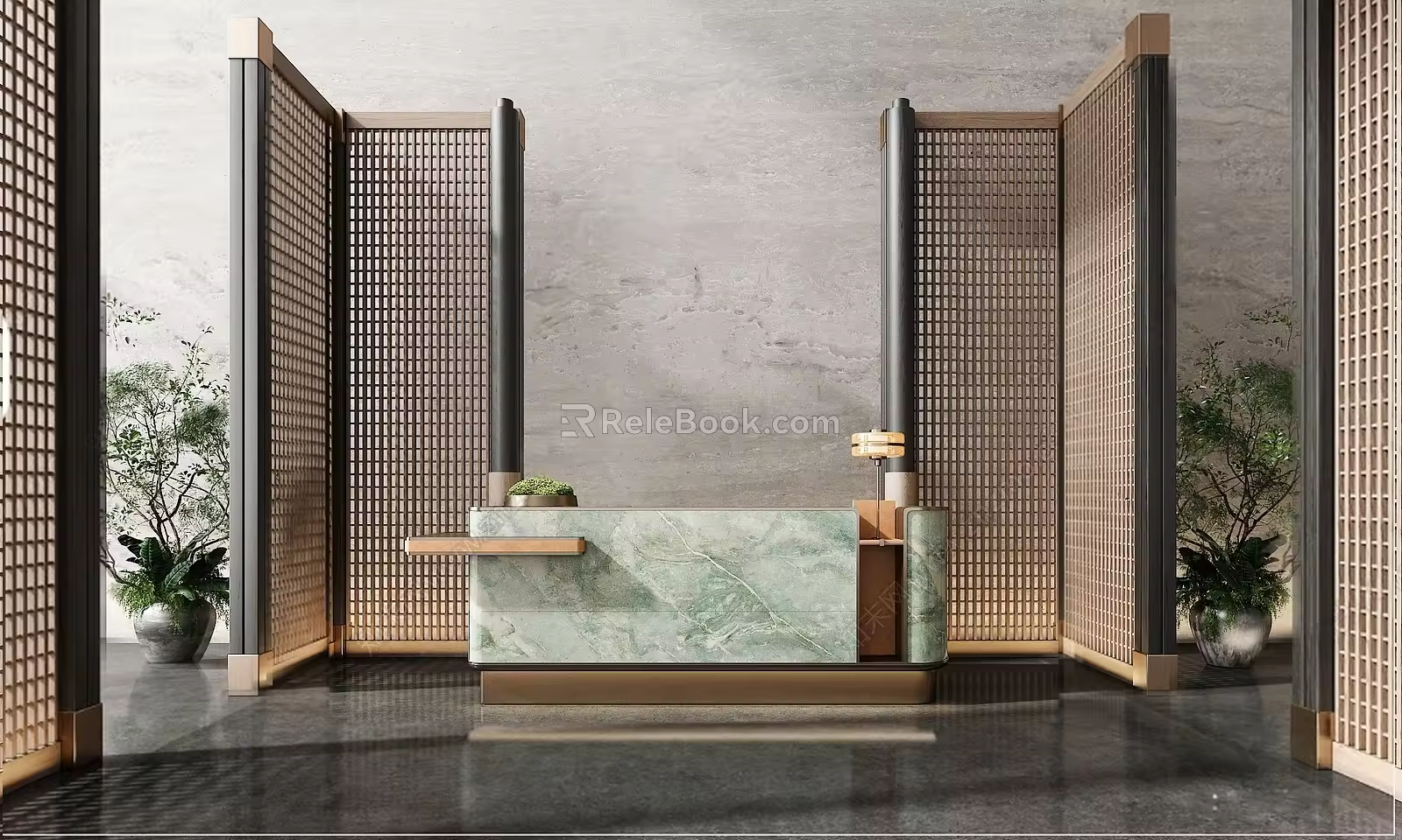 Modern New Chinese Style Sales Office Front Desk Hotel Front Desk Sales Office Front Desk Front Office Reception Office Mall Hall Reception Office Bar Counter 3d model