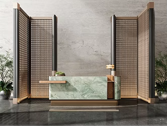 Modern New Chinese Style Sales Office Front Desk Hotel Front Desk Sales Office Front Desk Front Office Reception Office Mall Hall Reception Office Bar Counter 3d model