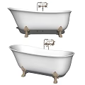 Elegant White Bathtub With Gold Decorative Feet And Faucet For Modern Bathroom