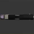 Futuristic Modern Weapon Pistol With Black Silver Design Gold Accents And Textured Grip