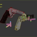 Revolver And Semi Automatic Pistol With Bullets And Skull On Dark Surface