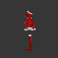 Red Spaghetti Strap Dress With White Trim Waist Belt Long Sleeves Red Thigh High Socks