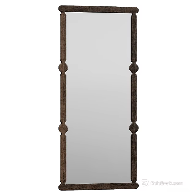 Modern Full Length Mirror With Wooden Frame And Decorative Knot Design 3d model 